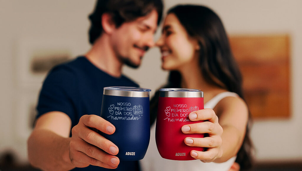 Copo térmico personalizado para o dia dos namorados no site da Aduze